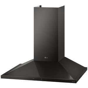 LG 36 in. Ducted Chimney Style Range Hood with 600 CFM, 5 Fan Speeds & 1 LED Light - Black Stainless, Black Stainless, hires