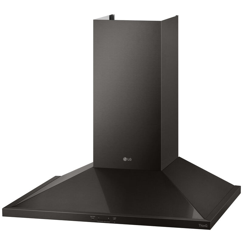 LG 36 in. Ducted Chimney Style Range Hood with 600 CFM, 5 Fan Speeds & 1 LED Light - Black Stainless, Black Stainless, hires