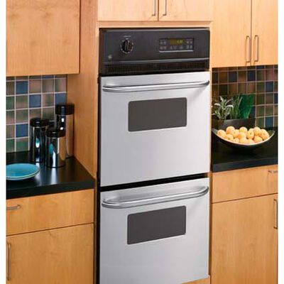 GE 24 in. 5.4 cu. ft. Electric Double Wall Oven - Stainless Steel | JRP28SKSS
