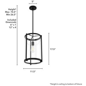 Hunter Astwood 1 Light Pendant Ceiling Light Clear Glass - Matte Black, , hires