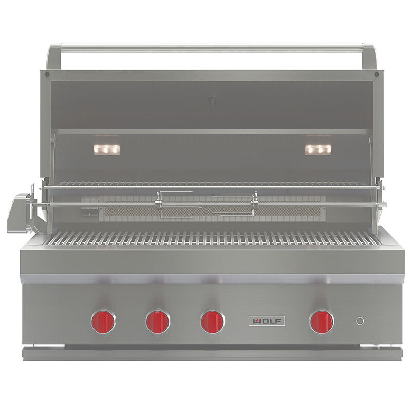 Wolf 42 in. 3-Burner Built-In Natural Gas Grill with Rotisserie, Sear Burner & Smoker Box - Stainless Steel, , hires