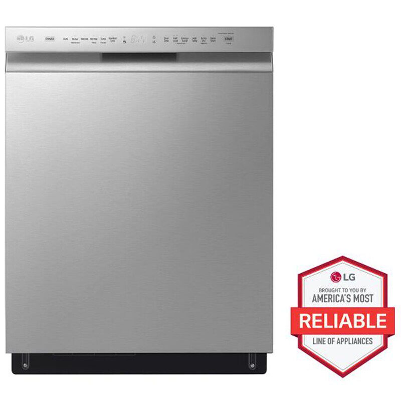 LG 24 in. Front Control Dishwasher with 48 dBa Sound Level, 3rd-Rack, Dynamic Dry & Pocket - PrintProof Stainless Steel, PrintProof Stainless Steel, hires
