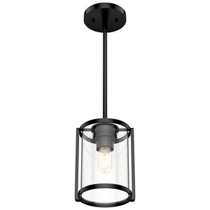 Hunter Astwood 6.25 in. Mini Pendant with Clear Glass - Matte Black, , hires