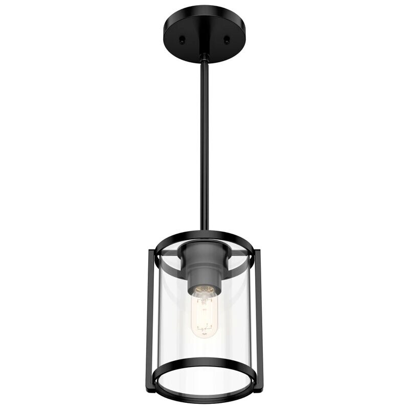 Hunter Astwood 6.25 in. Mini Pendant with Clear Glass - Matte Black, , hires