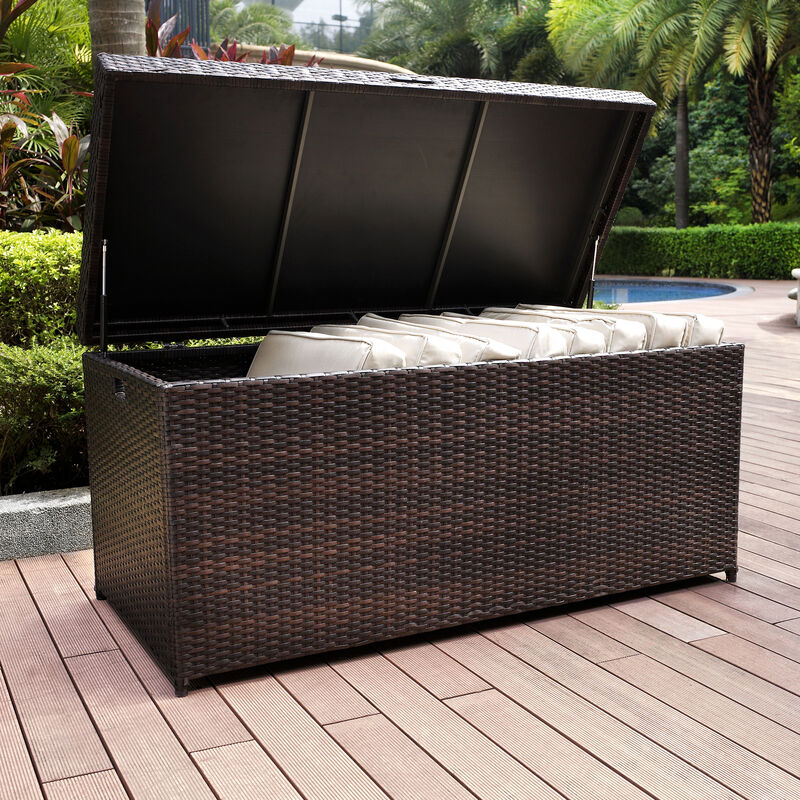 Crosley Palm Harbor Wicker Outdoor Storage Box - Brown, Brown, hires