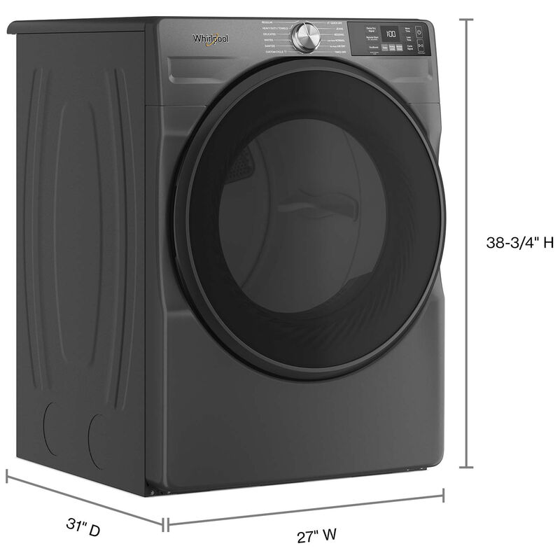 Whirlpool 27 in. 7.4 cu. ft. Smart Stackable Electric Dryer with Sensor Dry & Sanitize Cycle - Volcano Black, Volcano Black, hires
