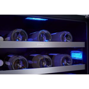 Zephyr Presrv Series 24 in. Undercounter Wine Cooler with Wood Racks, Dual Temperature Zones & 45 Bottle Capacity - Stainless Steel, , hires