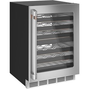 Cafe 24 in. Undercounter Smart Wine Cooler with Metal Racks, Dual Temperature Zones & 46 Bottle Capacity - Stainless Steel, Stainless Steel, hires