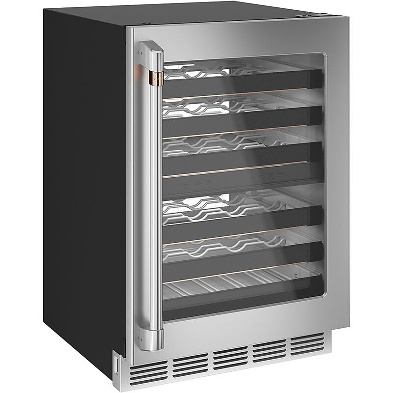 Cafe 24 in. Undercounter Smart Wine Cooler with Metal Racks, Dual Temperature Zones & 46 Bottle Capacity - Stainless Steel, Stainless Steel, hires