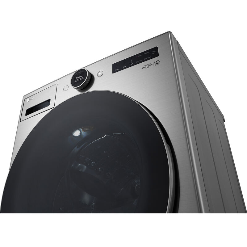 LG 27 in. 4.5 cu. ft. Smart Stackable Front Load Washer with TurboWash 360, AI DD Built-In Intelligence, ezDispense, Sanitize Cycle & Steam Cycle - Graphite Steel, , hires