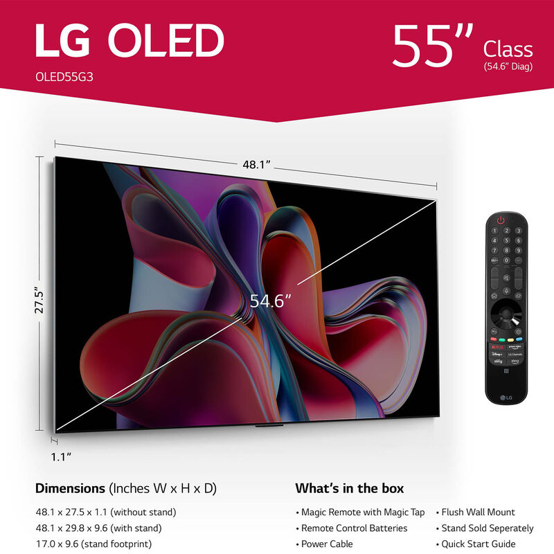 LG - 55 Class G3 Series OLED evo 4K UHD Smart WebOS TV