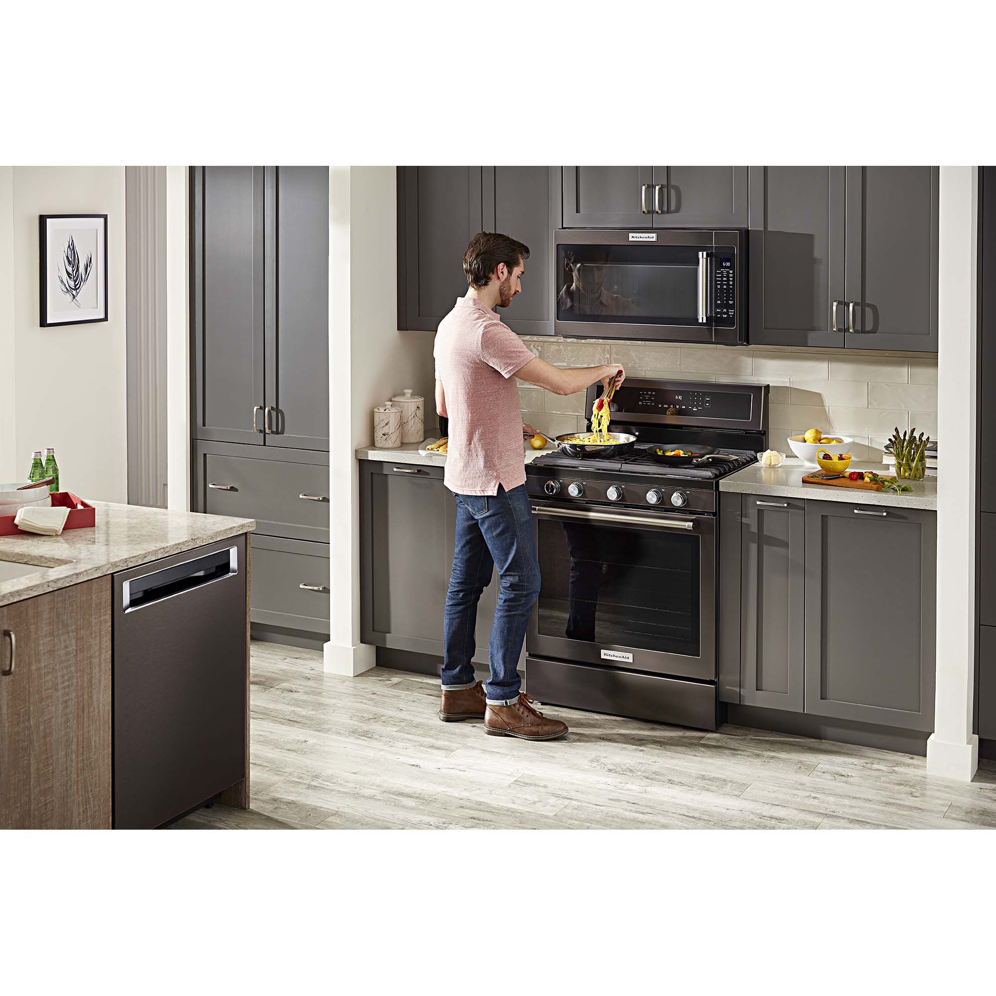 Kitchenaid black stainless range deals