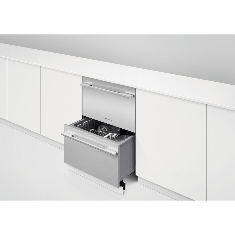 Fisher & Paykel Series 9 24 in. Smart Double Drawer with Top Control & 43 dBa Sound Level - Custom Panel Ready, , hires