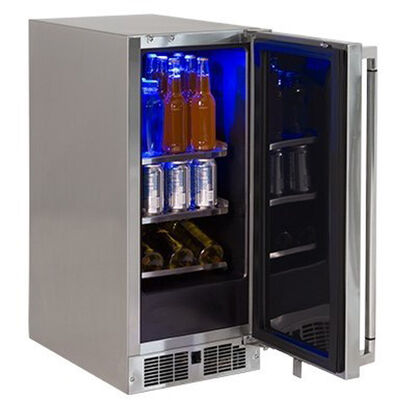 Lynx Professional Series 15 in. 2.7 cu. ft. Built-In Outdoor Beverage Center with Adjustable Shelves & Digital Control Right Hinged - Stainless Steel | LM15REFR