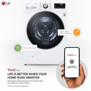 LG 27 in. 5.0 cu. ft. Smart Stackable Front Load Washer with TurboWash 360, Sanitize & Steam Wash Cycle - White, White, hires