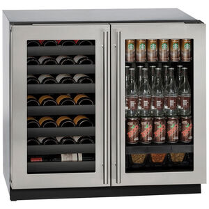 U-Line 3000 Series 36 in. Built-In 7.0 cu. ft. Compact Beverage Center with Adjustable Shelves & Digital Control - Stainless Steel, , hires