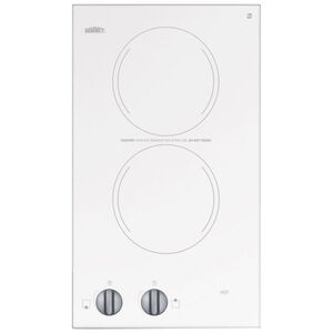 Summit 12 in. 115V Electric Cooktop with 2 Smoothtop Burners and Eurokera Glass Surface - White, , hires