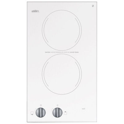 Summit 12 in. 115V Electric Cooktop with 2 Smoothtop Burners and Eurokera Glass Surface - White | CR2110WH