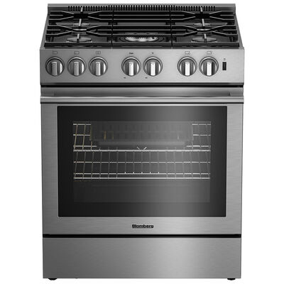 Blomberg 30 in. 5.7 cu. ft. True European Convection Slide-In Gas Range with 5 Sealed Burners - Stainless Steel | BGR30522SS