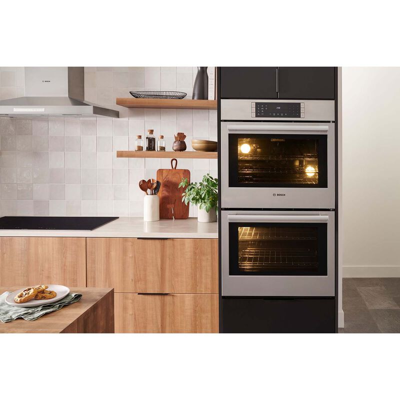 Bosch 800 Series 30 in. 9.2 cu. ft. Top Control Electric Double Wall Oven with True European Convection - Stainless Steel, , hires