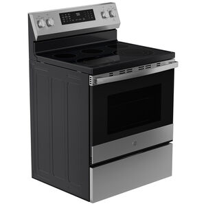 GE Profile 30 in. 5.3 cu. ft. Smart Air-Fry Standard Convection Electric Range with Radiant Burners - Fingerprint Resistant Stainless Steel, , hires