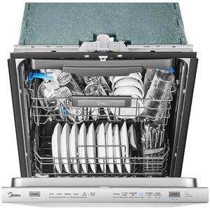 Midea 24 in. Top Control Smart Dishwasher with 47 dBA Sound Level, 3rd-Rack, 3-Stage Total Drying & Pocket Handle - Stainless Steel, , hires