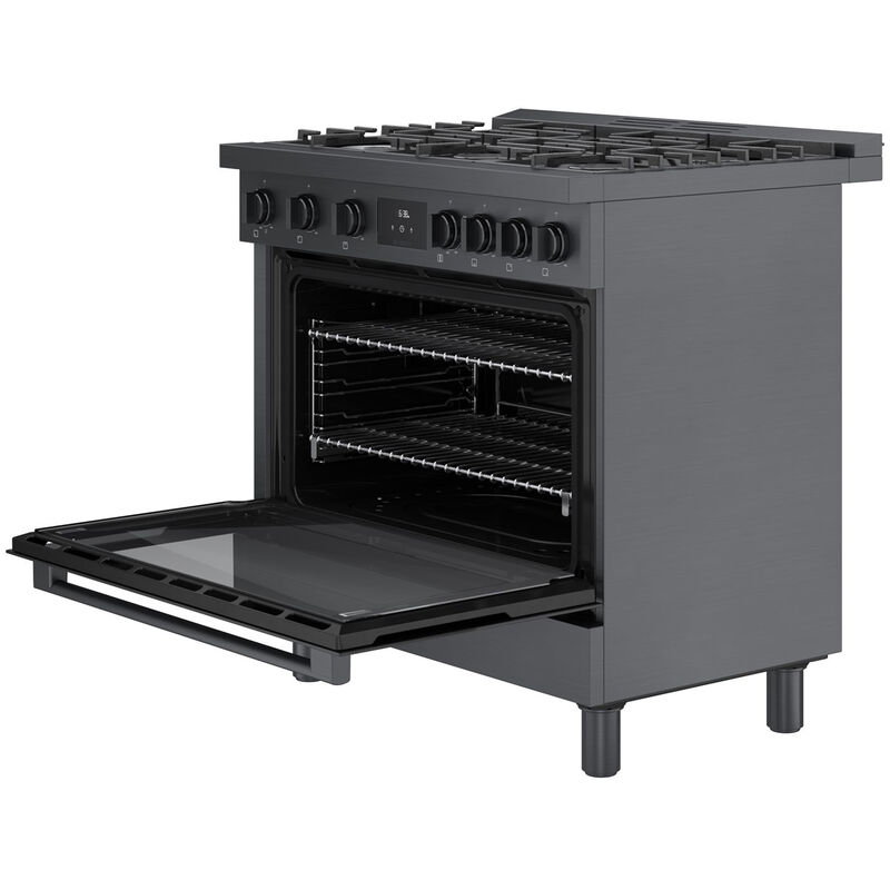 Bosch 800 Series 36 in. 3.4 cu. ft. Standard Convection Gas Range with 6 Sealed Burners - Black Stainless Steel, , hires