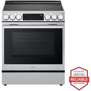 LG InstaView 30 in. 6.3 cu. ft. Smart Air-Fry True European Convection Slide-In Electric Range with 4 Induction Burners & 1 Radiant Burner - PrintProof Stainless Steel, , hires