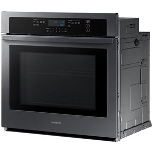 Samsung 30 in. 5.1 cu. ft. Smart Electric Single Wall Oven - Fingerprint Resistant Black Stainless Steel, Black Stainless, hires