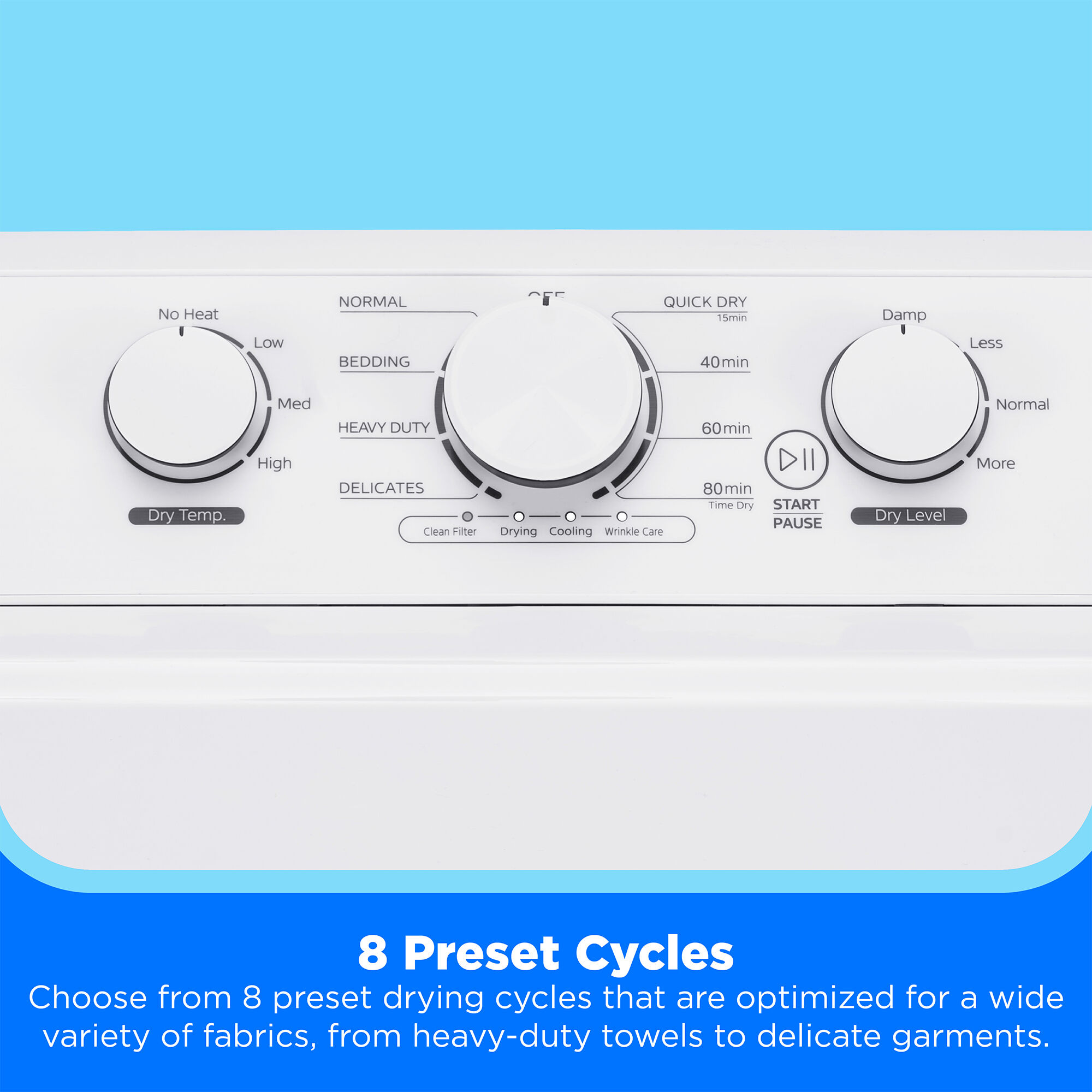 Midea 27 in. 7.0 cu. ft. Gas Dryer with Sensor Dry - White | P.C.