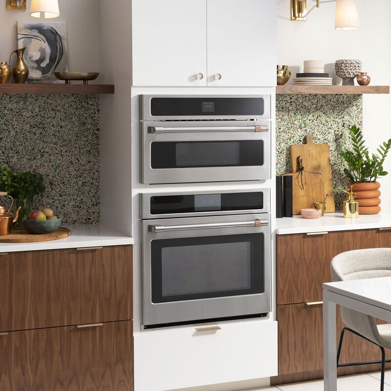 Cafe 30 in. 1.3 cu. ft. Steam Electric Single Wall Oven with True European Convection - Stainless Steel, , hires