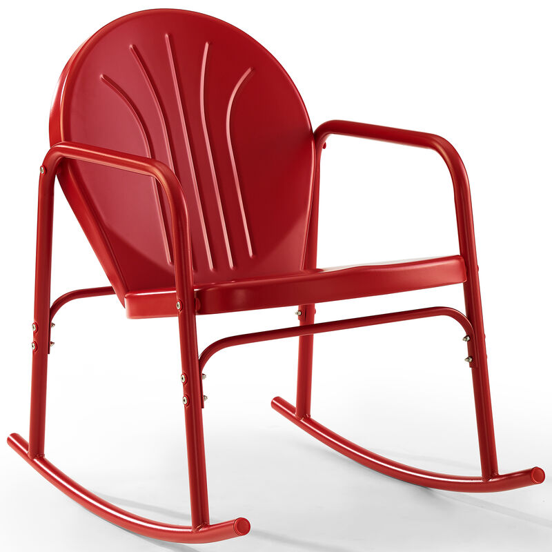 Crosley Griffith 2Pc Retro Outdoor Rocking Chair Set - Bright Red Gloss, , hires