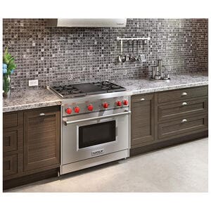 Wolf 36 in. 5.5 cu. ft. Standard Convection Gas Range with 4 Sealed Burners & Grill - Stainless Steel, , hires