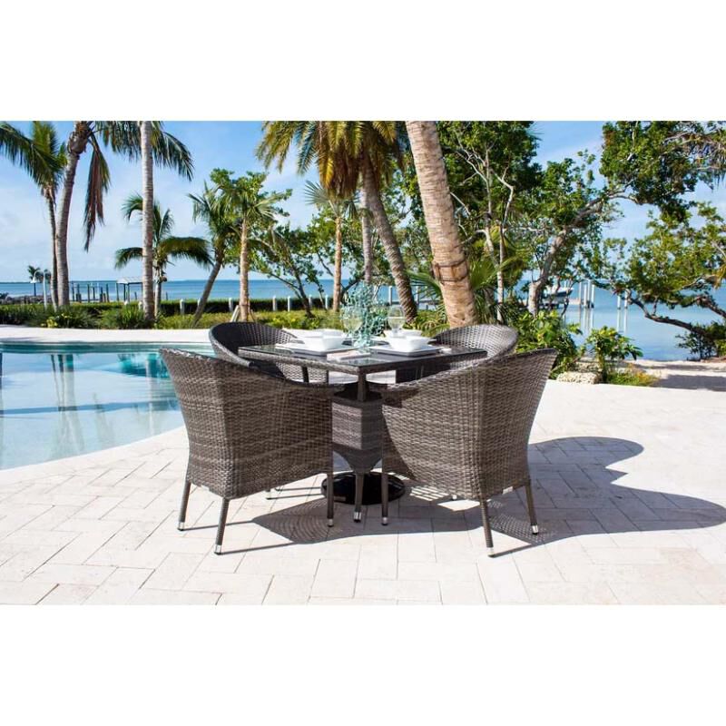 Pelican Reef Spectrum 5-Piece Woven Armchair Dining Set with Cushions - Gray, , hires