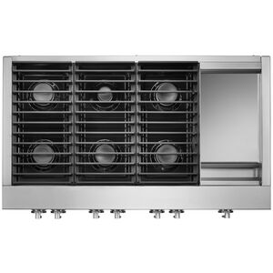 JennAir Noir 48 in. 6-Burner Natural Gas Rangetop with Griddle, Simmer Burner & Power Burner - Stainless Steel, , hires