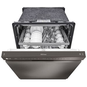 LG 24 in. Front Control Dishwasher with 48 dBa Sound Level, 3rd-Rack, Dynamic Dry & Pocket - Black Stainless, Black Stainless, hires