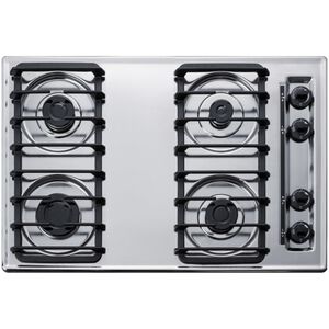 Summit 30 in. 4-Burner Natural Gas Cooktop with Simmer Burner - Stainless Steel Look, , hires