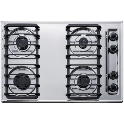 Summit 30 in. 4-Burner Natural Gas Cooktop with Simmer Burner - Stainless Steel Look | ZTL053S
