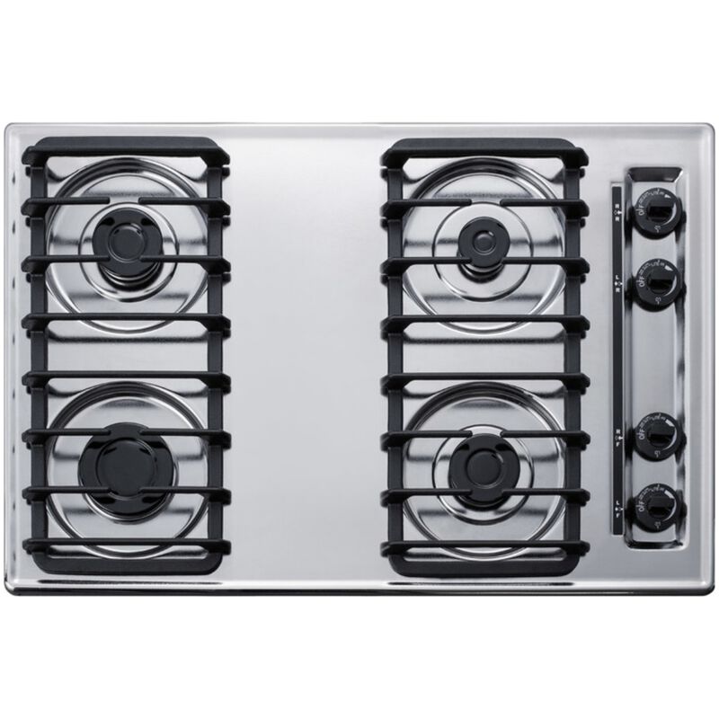 Summit 30 in. 4-Burner Natural Gas Cooktop with Simmer Burner - Stainless Steel Look, , hires