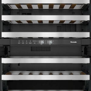 Thermador Professional Series 24 in. Undercounter Wine Cooler with Wood Racks, Dual Temperature Zones & 41 Bottle Capacity - Stainless Steel, , hires