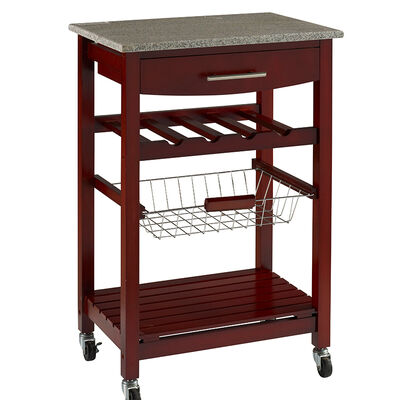 Cullen Kitchen Cart with Granite Top-Wenge | PCR1628