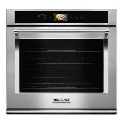 KitchenAid 30 in. 5 cu. ft. Smart Steam Electric Single Wall Oven with True European Convection - Stainless Steel | KOSE900HSS
