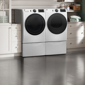 GE 28 in. 7.8 cu. ft. Smart Stackable Electric Dryer with Sensor Dry, Sanitize & Steam Cycle - White, White, hires