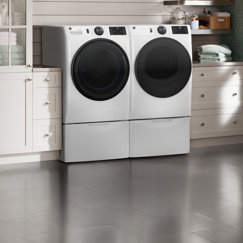 GE 28 in. 7.8 cu. ft. Smart Stackable Electric Dryer with Sensor Dry, Sanitize & Steam Cycle - White, White, hires