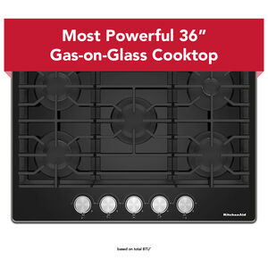KitchenAid 36 in. 5-Burner Natural Gas Cooktop with Simmer Burner & Power Burner - Black, , hires