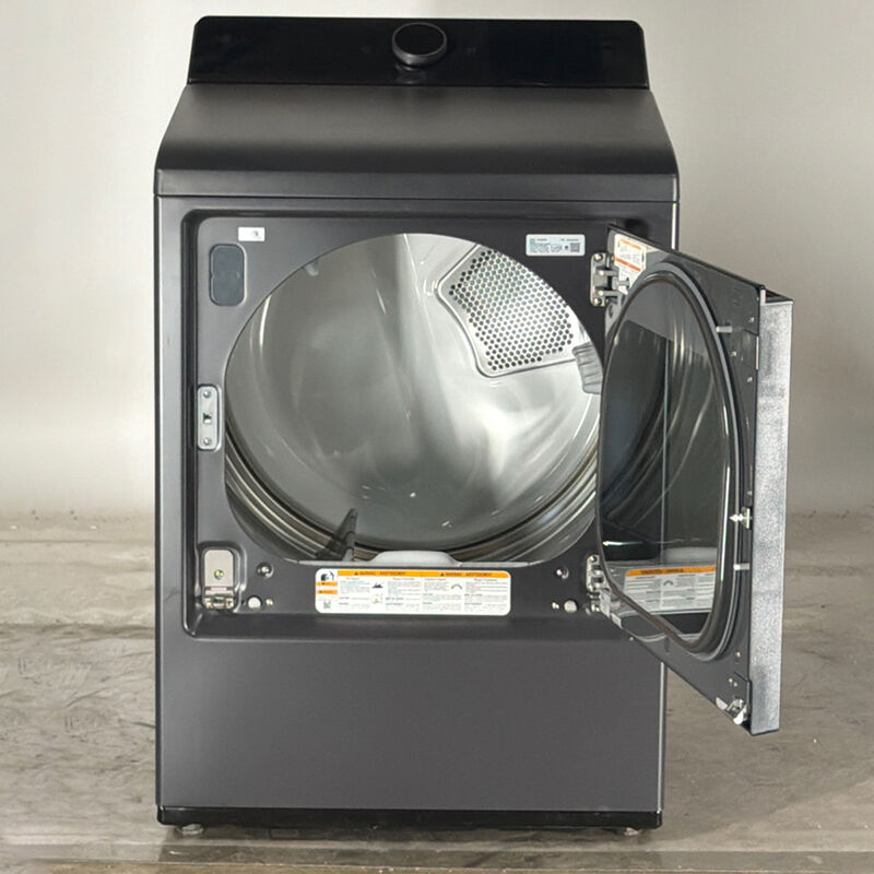 LG 27 in. 7.3 cu. ft. Smart Electric Dryer with EasyLoad Door, AI Sensor Dry, TurboSteam Technology & Sanitize Cycle - Matte Black (Open Box Excellent Condition), , hires