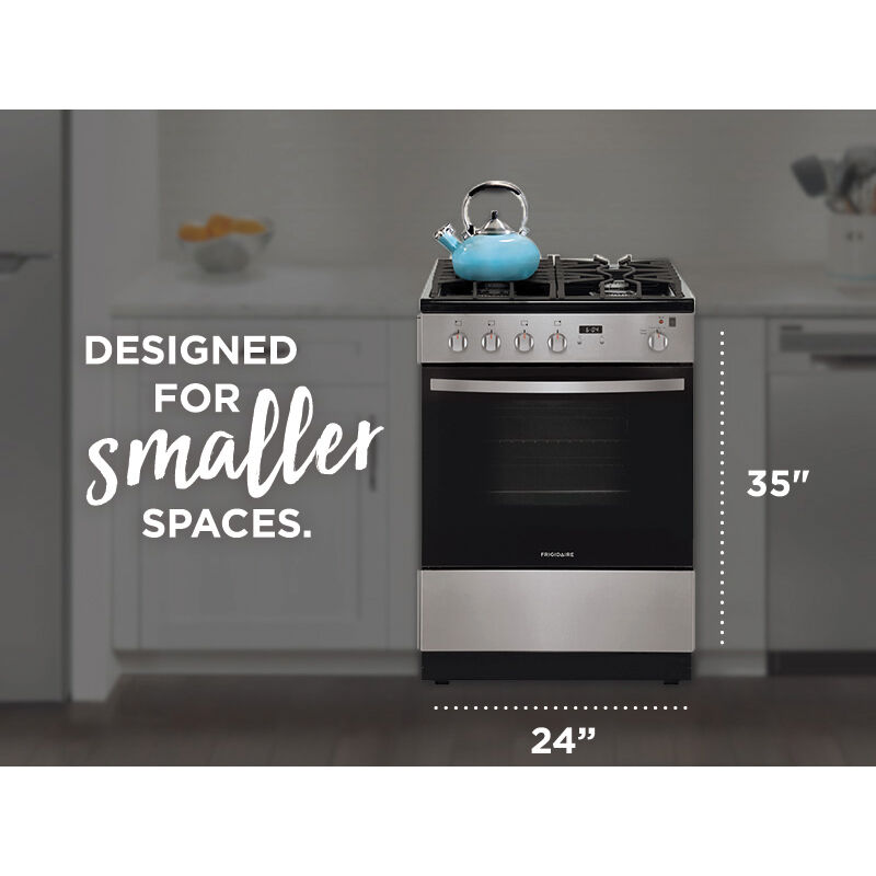 Frigidaire 24 in. 1.9 cu. ft. Gas Range with 4 Sealed Burners - Stainless Steel, Stainless Steel, hires