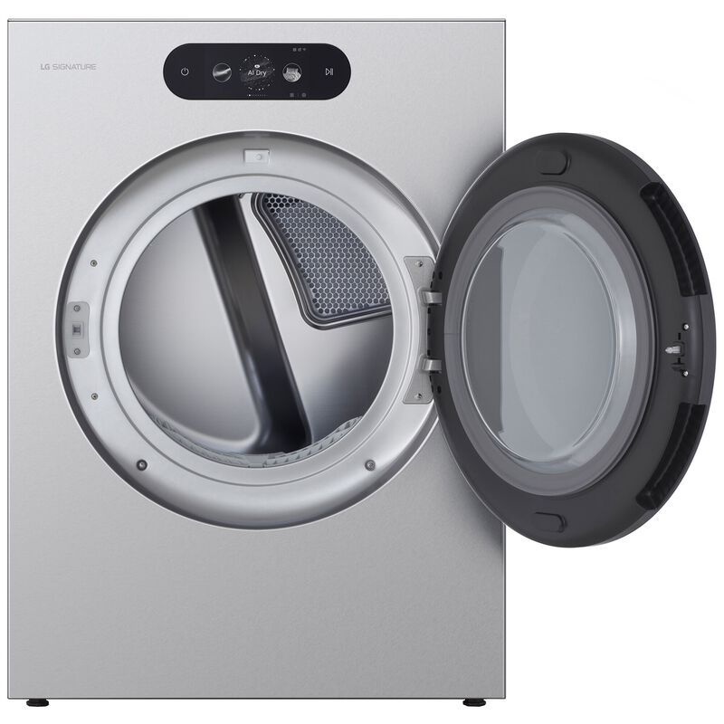 LG Signature 29 in. 9.0 cu. ft. Smart Stackable Electric Dryer with Built-In Intelligence, TurboSteam, AI Sensor Dry & Sanitize Cycle - Brushed Platinum Steel, , hires