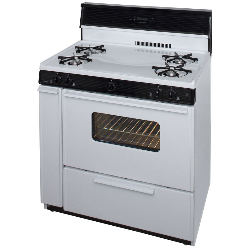 Premier 36 in. 3.9 cu. ft. Gas Range with Open Burners - White, White, hires