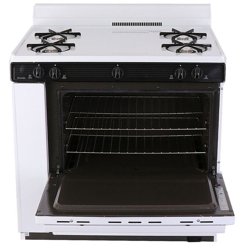 Premier 36 in. 3.9 cu. ft. Gas Range with Open Burners - White, , hires